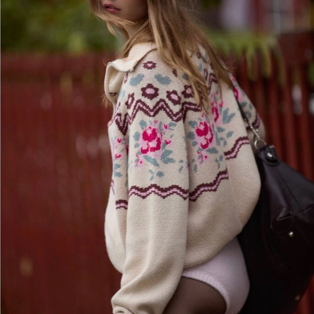 For Love And Lemons Ski Lodge Zip Up Sweater with Funnel Neck - Picture 2 of 4
